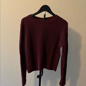 Ambiance Burgundy Crew Neck Sweater
